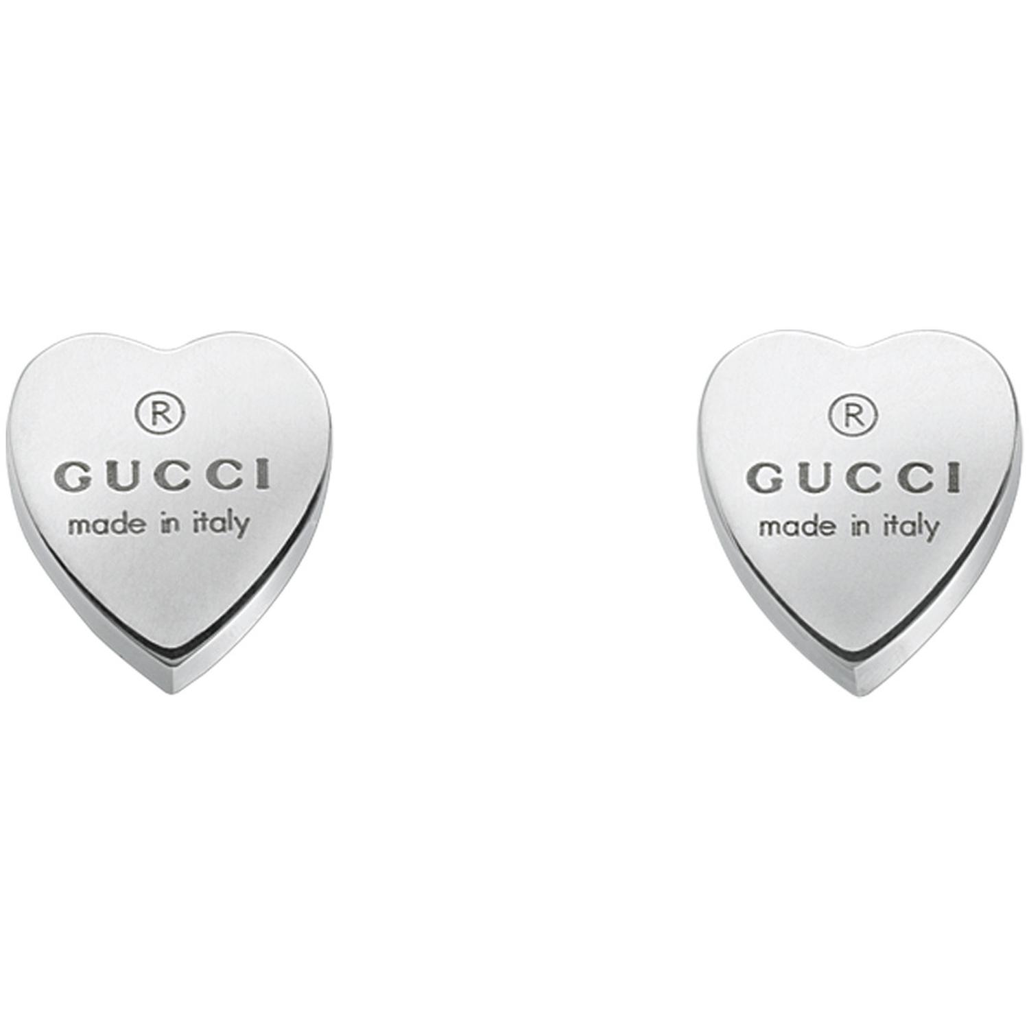 Gucci - YBD223990001 - 925 sterline d'argento - Earrings with Gucci Trademark engraved heart shape in sterling silver