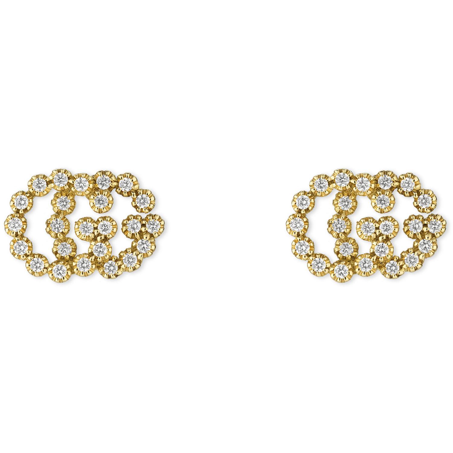 GUCCI - YBD481676001 - GG Running stud earrings in 18kt yellow gold and diamonds