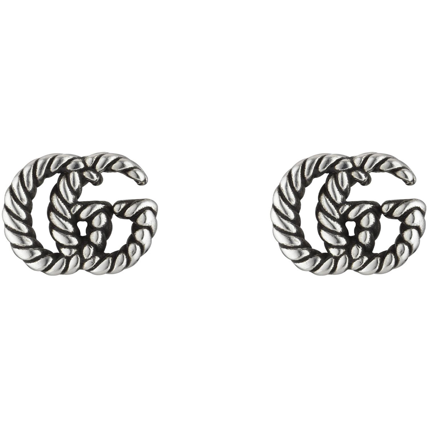 GUCCI - YBD627755001 - 925 sterline d'argento - Stud earrings in aged sterling silver with Double G motif