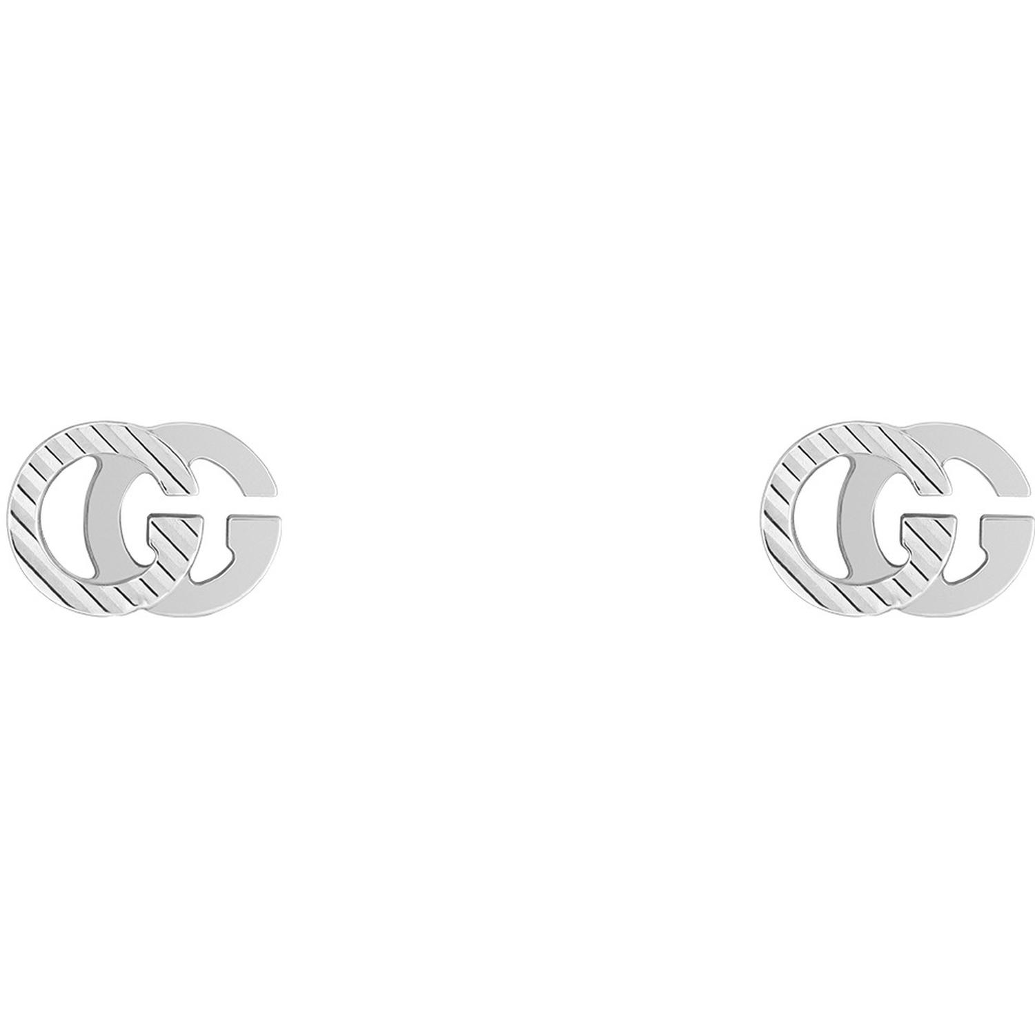 Gucci - YBD652219002 - Stud earrings with Double G motif in 18kt white gold