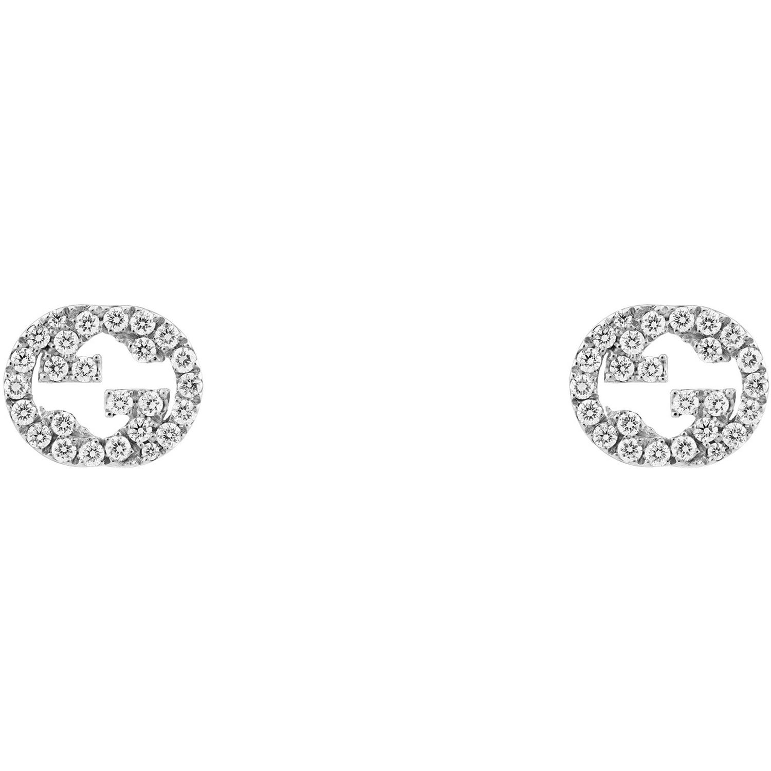 GUCCI - YBD729408003 - Interlocking G Earrings in 18kt white gold and diamonds