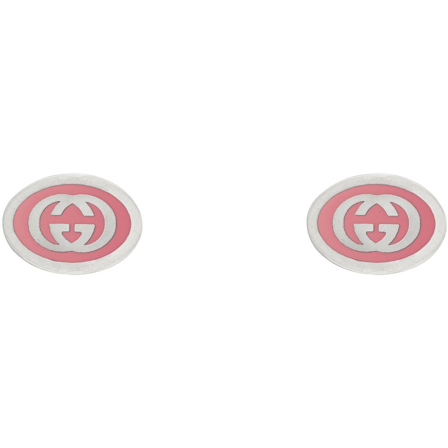 Gucci - YBD753485001 - Argento 925, Smalto - Earrings in sterling silver and pink enamel with Interlocking G detail