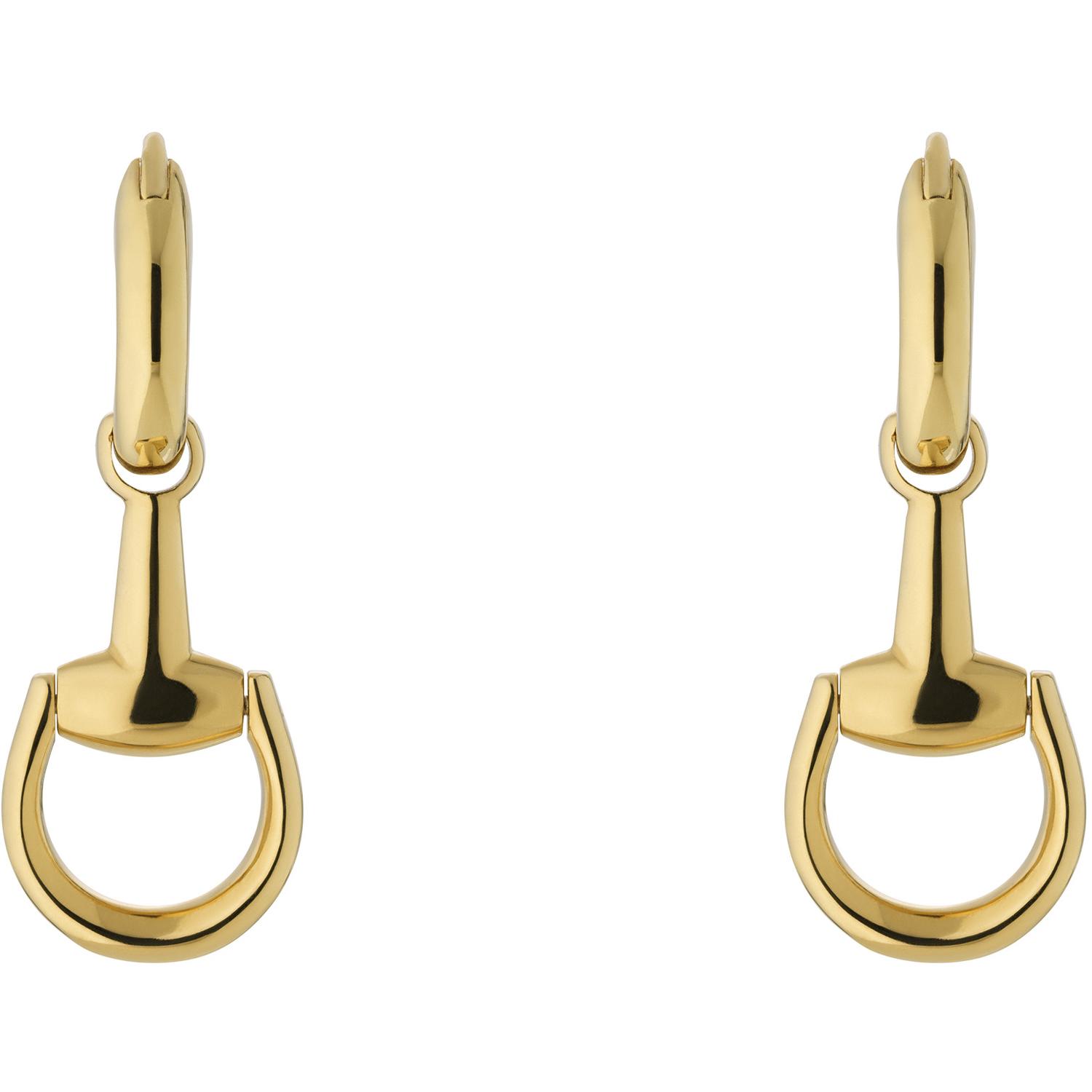 GUCCI - YBD795656001 - Horsebit Hoop earrings with dangling Horsebit in yellow gold