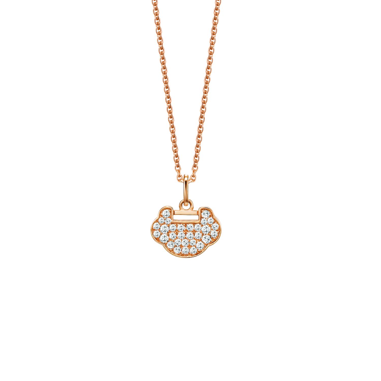 Qeelin - YYNPT9CRGDI - Collana Petite Yu Yi in oro rosa 18 carati con diamanti