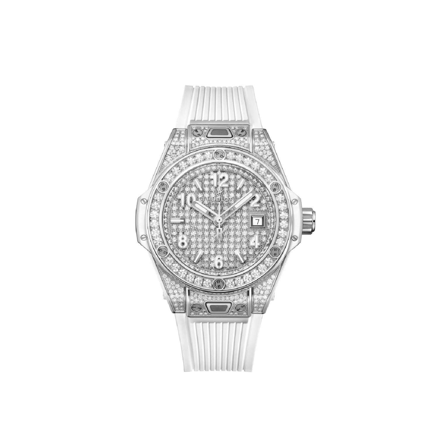 Hublot - 485.SE.9000.RW.1604 - BIG BANG ONE CLICK STEEL WHITE FULL PAVÉ